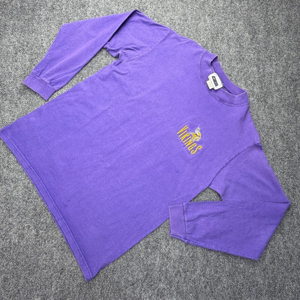 Vintage 90s Minnesota Vikings Embroidered Long Sleeve Shirt Made in U.S.A.
